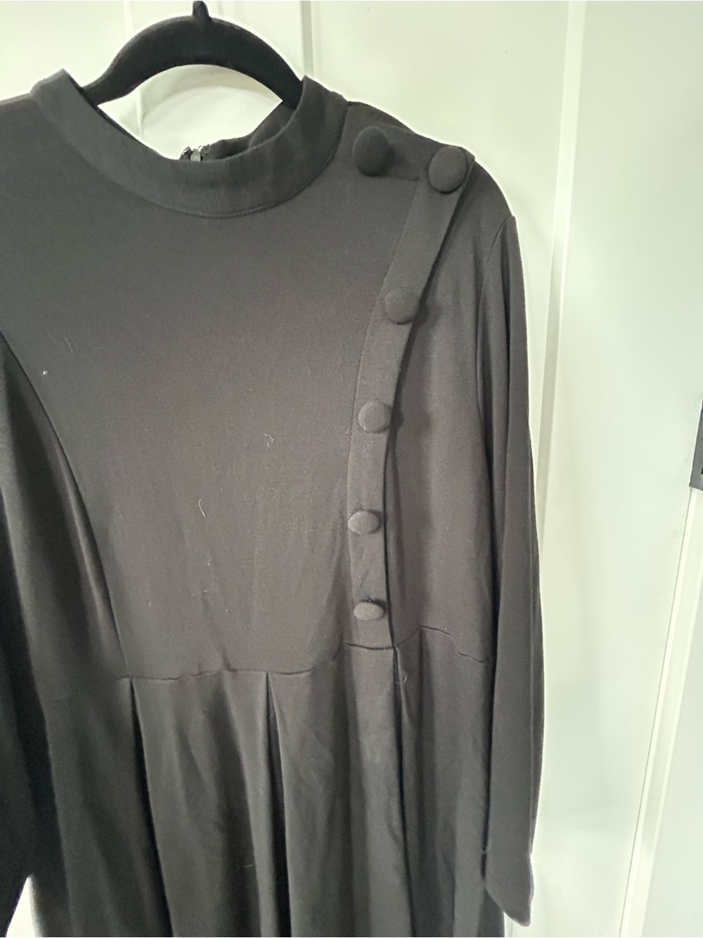 Eloquii Black Long Sleeve Button-Accent Dress
